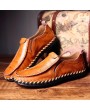 Lightweight Men Casual Shoes Slip On Breathable Men Soft Leather Flat Loafers