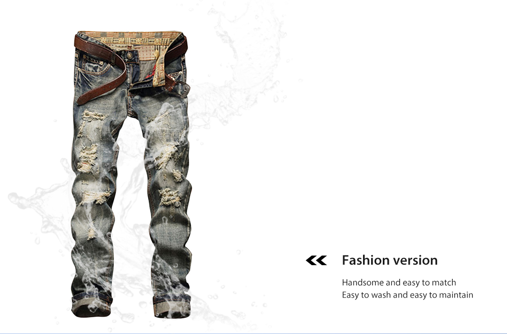 Frayed Zipper Fly Five-Pocket Straight Leg Ripped Jeans Frayed Zipper Fly Five-Pocket Straight Leg Ripped Jeans