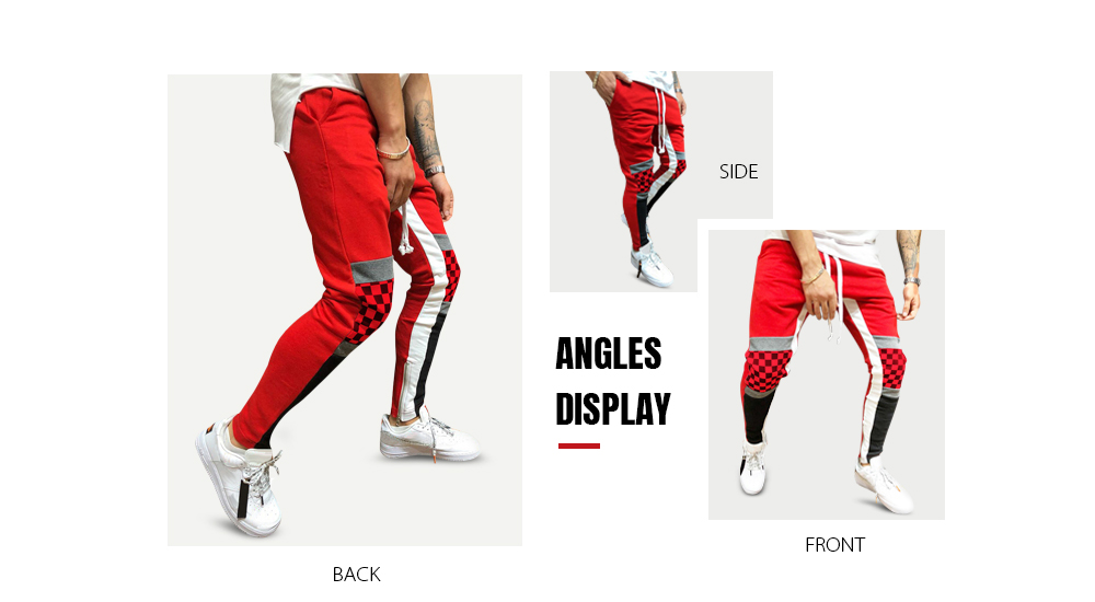 Colorblock Patchwork Checked Print Track Pants Colorblock Patchwork Checked Print Track Pants