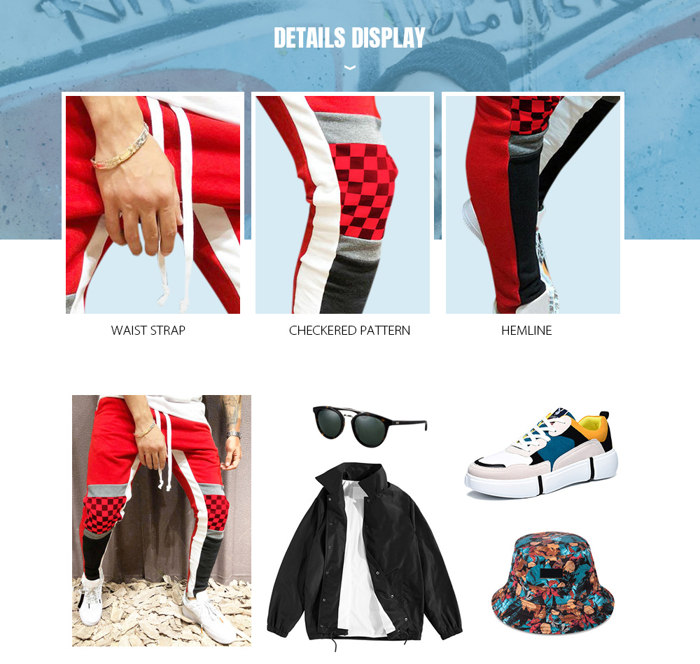 Colorblock Patchwork Checked Print Track Pants Colorblock Patchwork Checked Print Track Pants